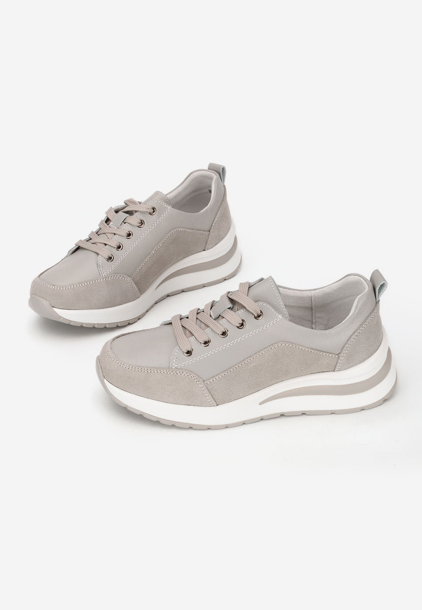 Szare sneakersy na koturnie Janelia