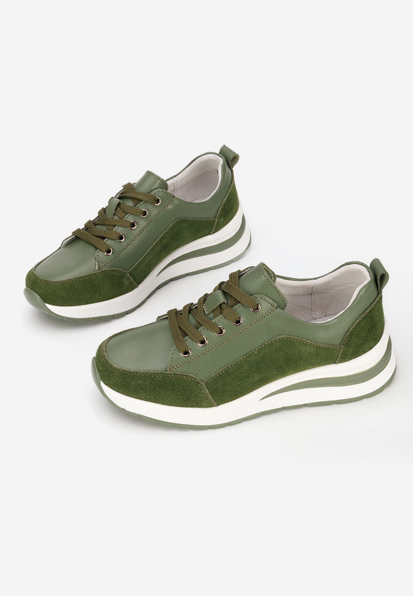 Zielone sneakersy na koturnie Janelia