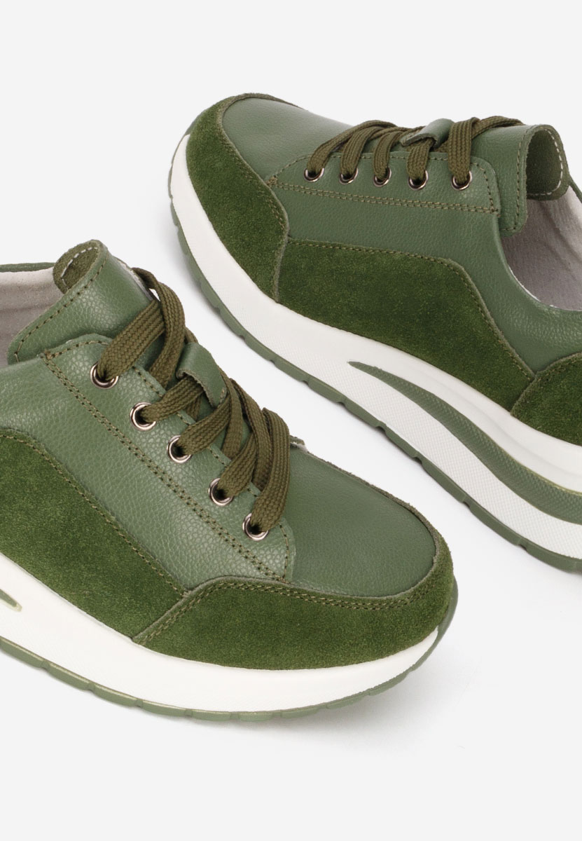 Zielone sneakersy na koturnie Janelia