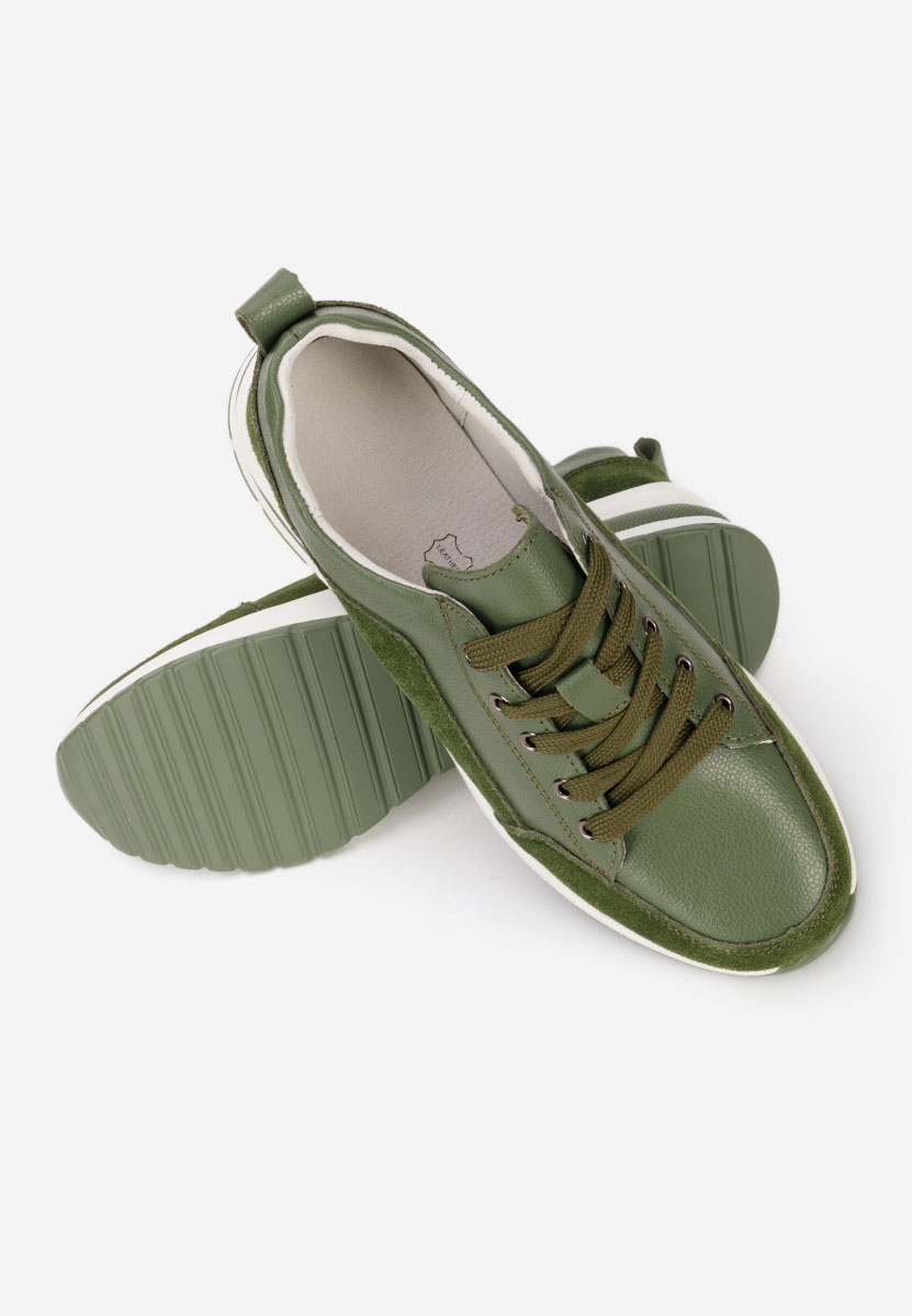 Zielone sneakersy na koturnie Janelia