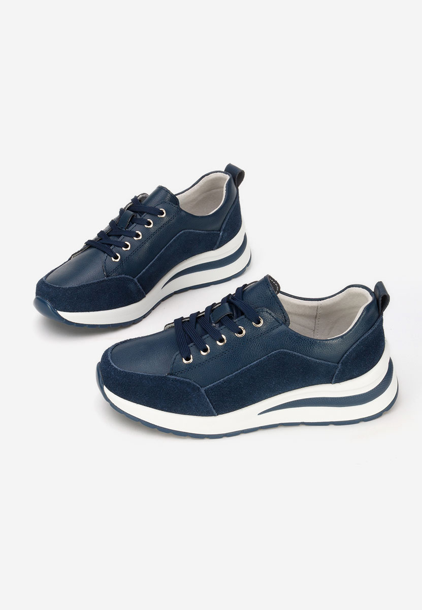 Granatowe sneakersy na koturnie Janelia