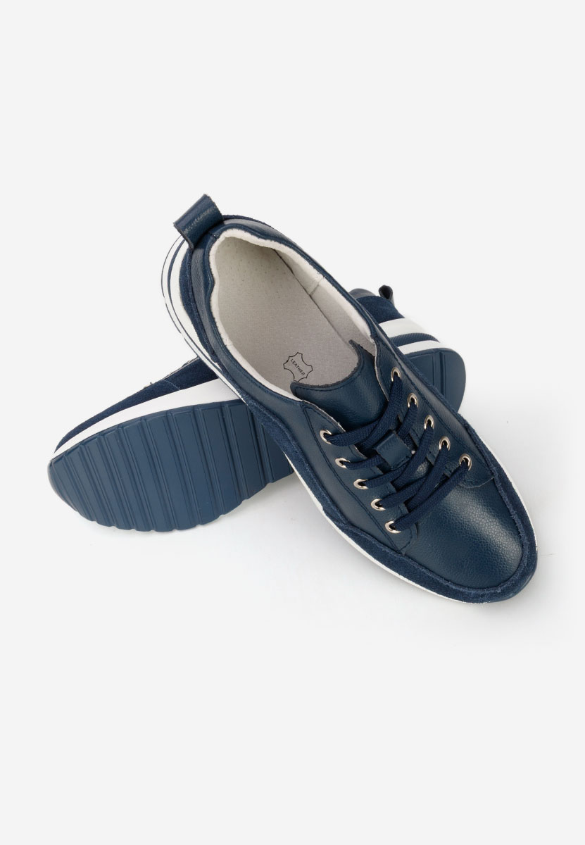 Granatowe sneakersy na koturnie Janelia