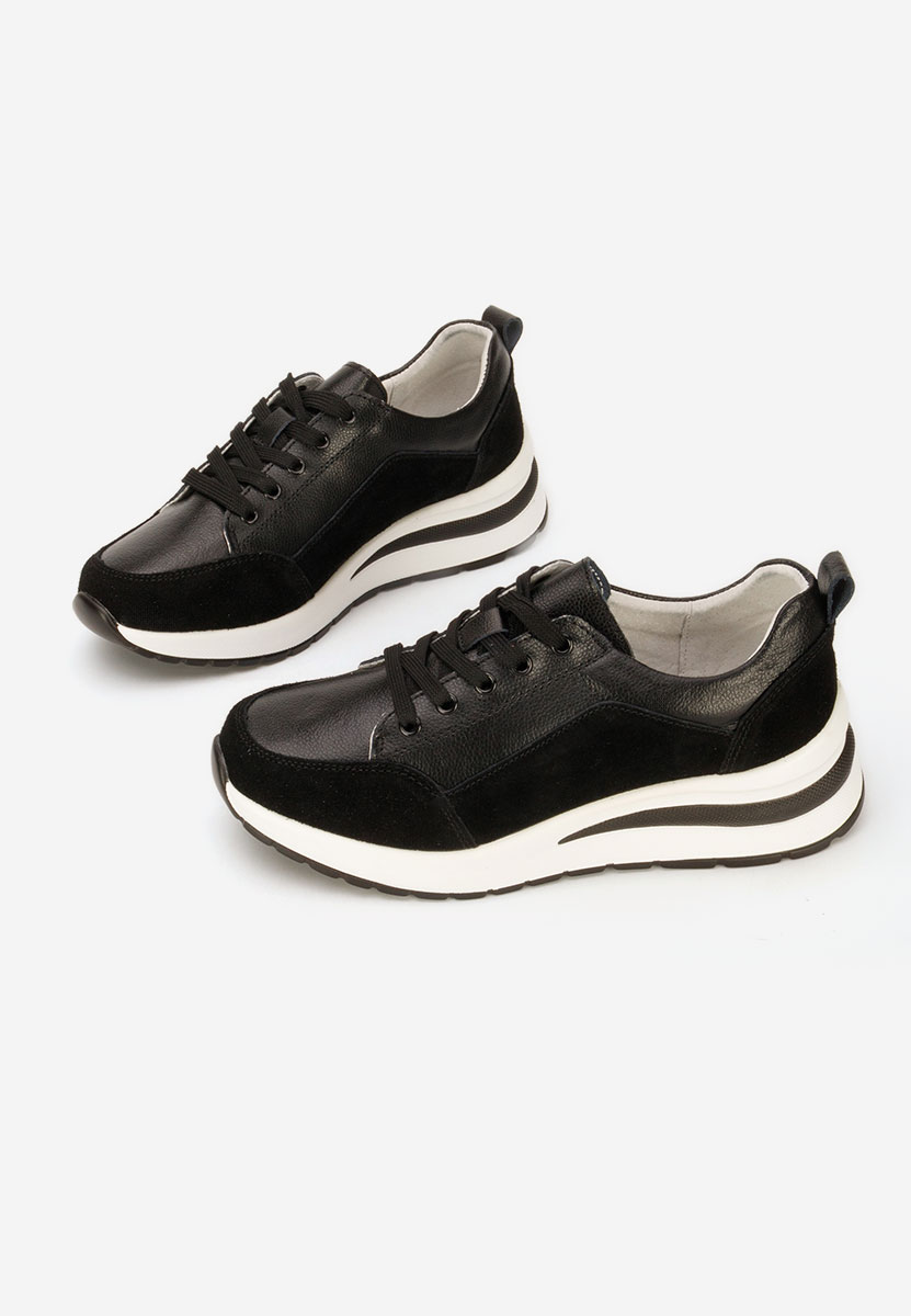Czarne sneakersy na koturnie Janelia