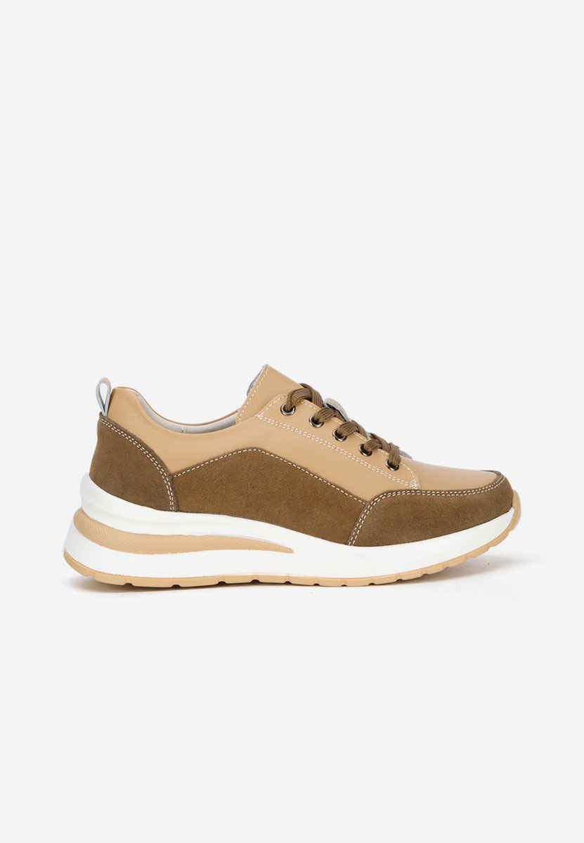 Khaki sneakersy na koturnie Janelia
