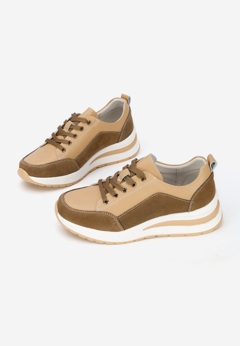 Khaki sneakersy na koturnie Janelia