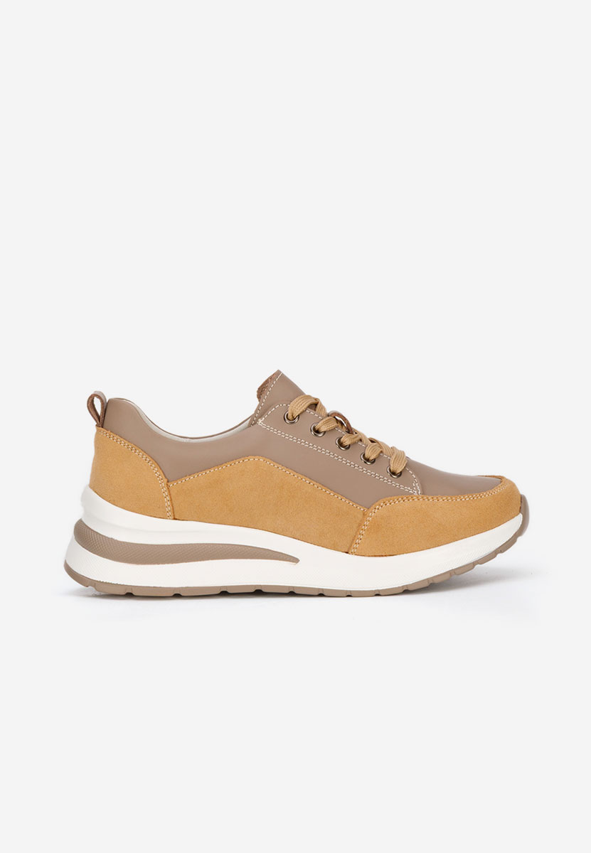 Beżowe sneakersy na koturnie Janelia