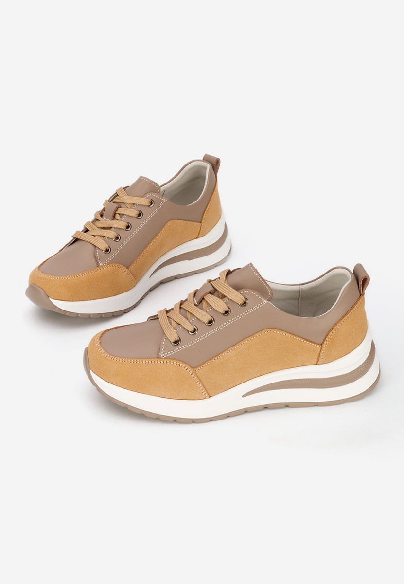 Beżowe sneakersy na koturnie Janelia