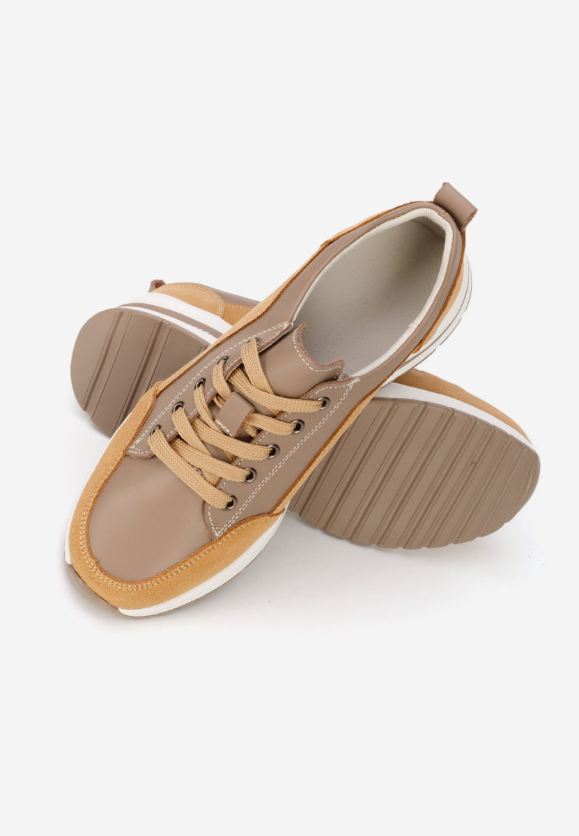 Beżowe sneakersy na koturnie Janelia