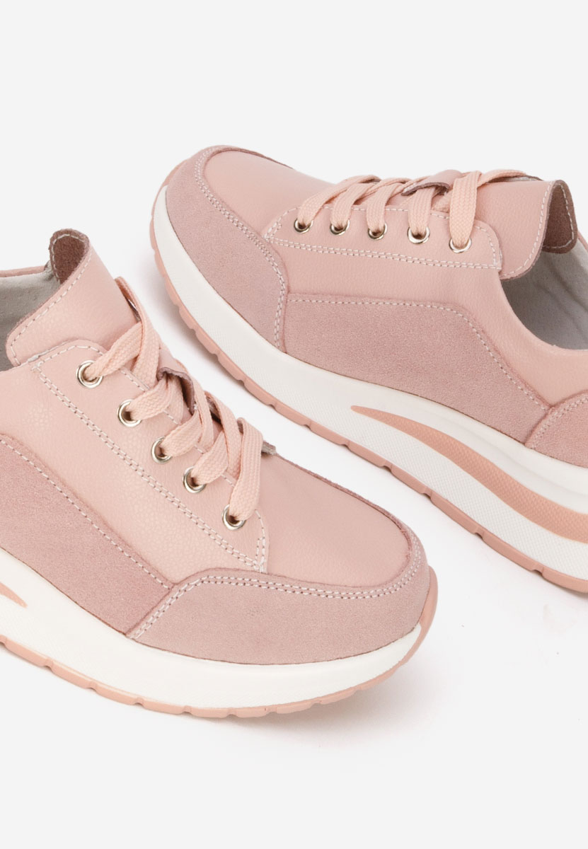 Różowe sneakersy na koturnie Janelia