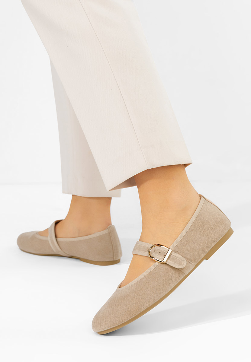 Khaki baleriny z paskiem Alecsona