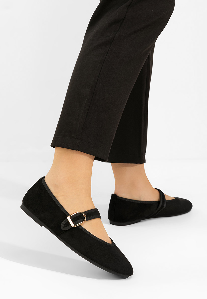 Czarne baleriny z paskiem Alecsona