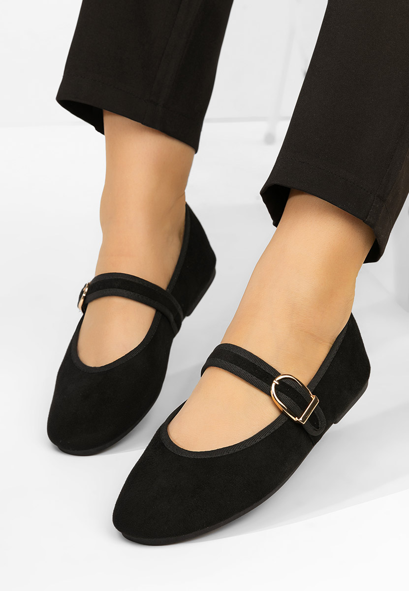 Czarne baleriny z paskiem Alecsona