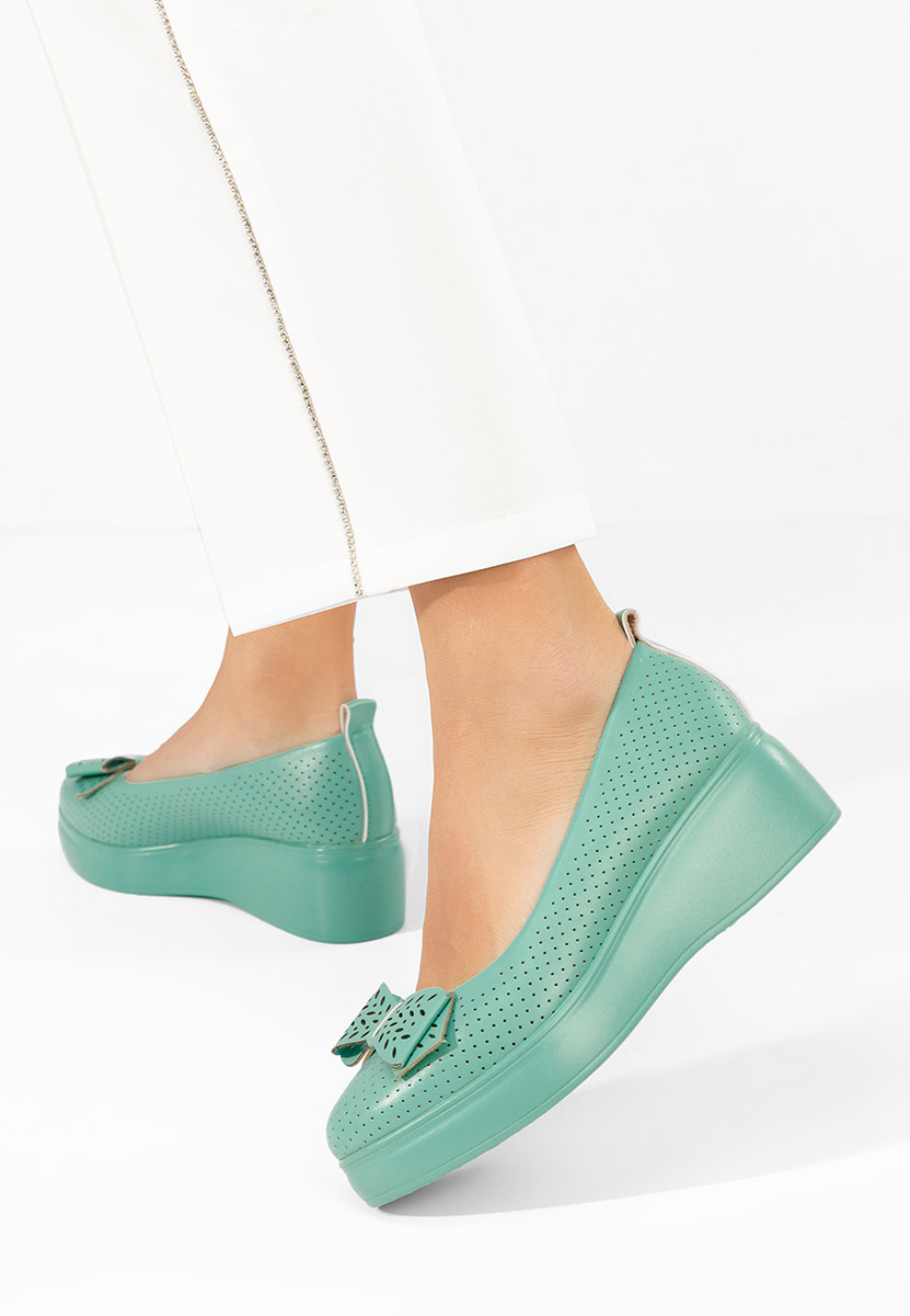 Zielone czółenka na platformie Latefa