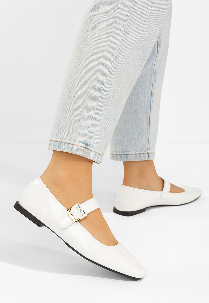 Białe baleriny z paskiem Saleia