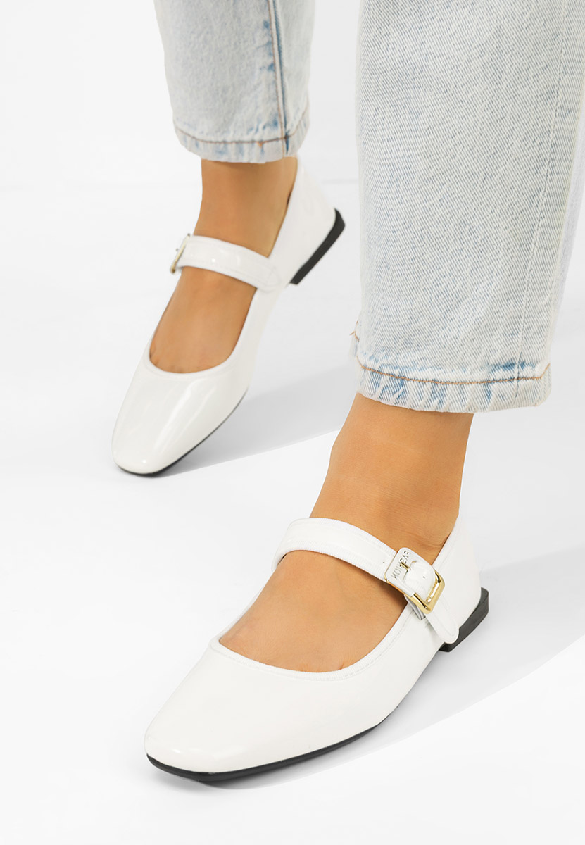 Białe baleriny z paskiem Saleia