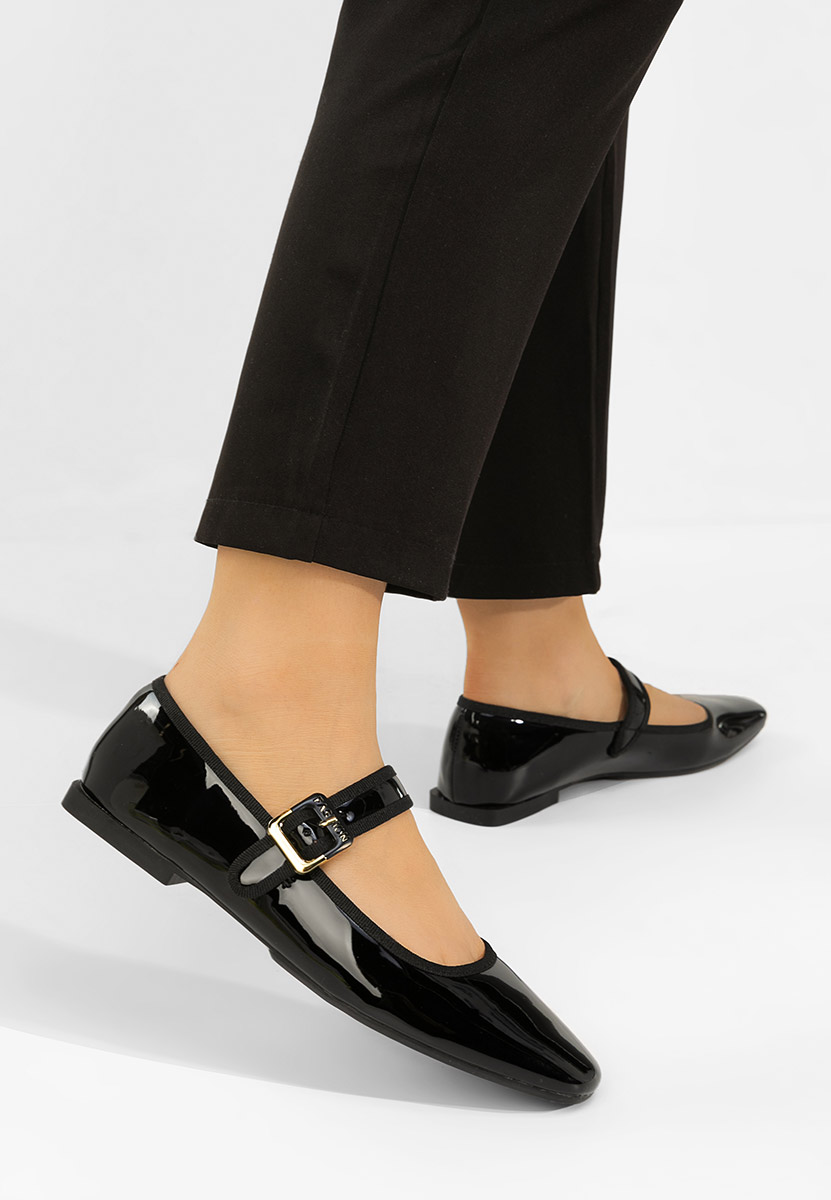 Czarne baleriny z paskiem Saleia