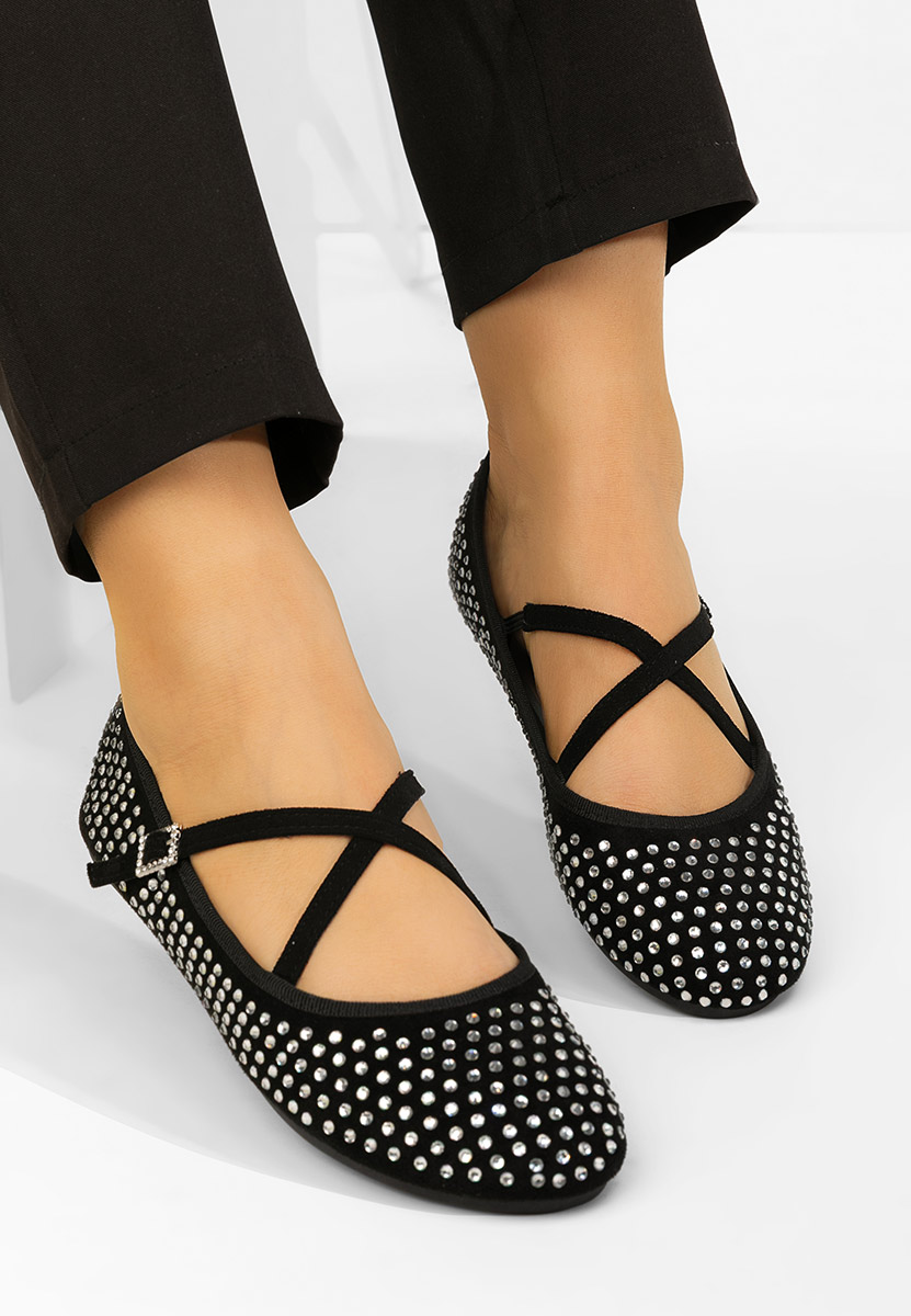 Czarne baleriny z paskiem Karemy