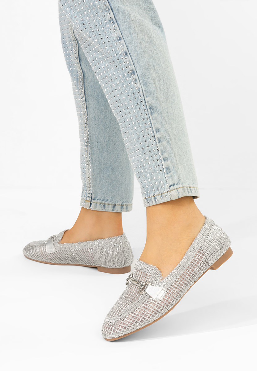 Srebrne mokasyny damskie Cameilia