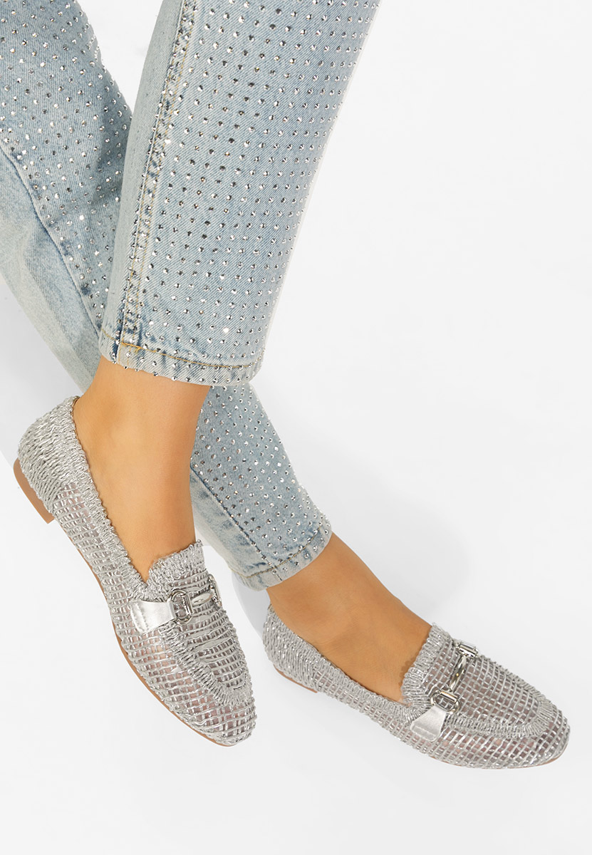 Srebrne mokasyny damskie Cameilia