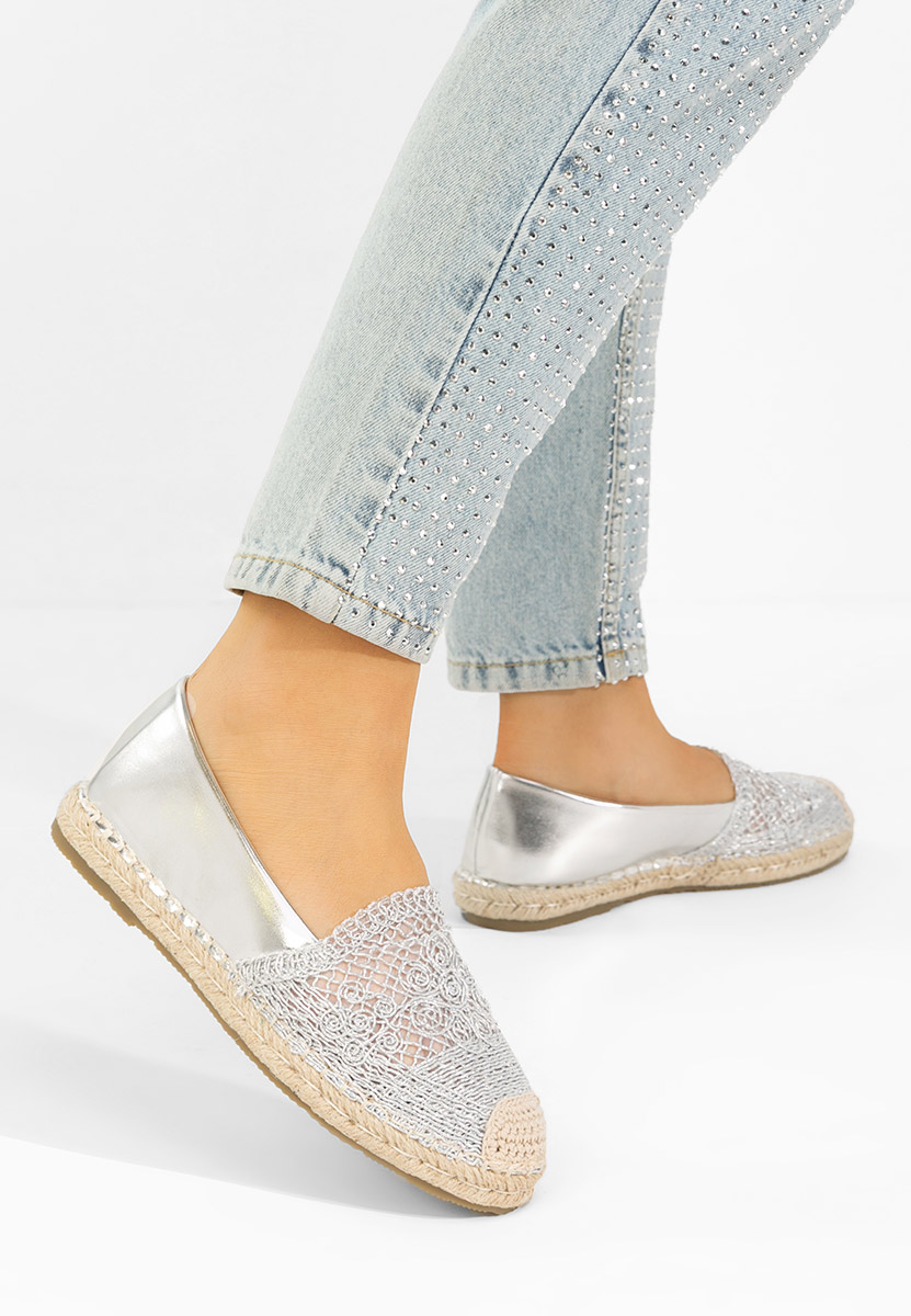 Srebrne espadryle damskie Thaisa