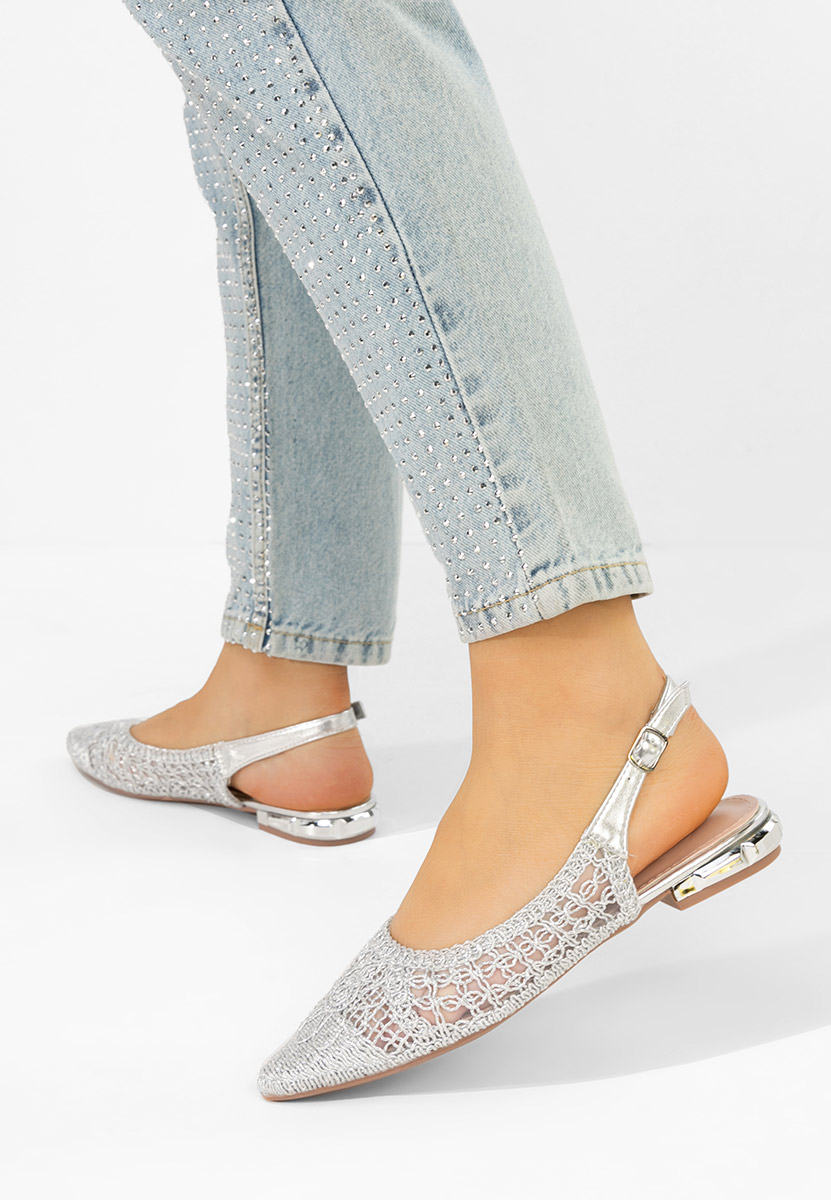 Srebrne baleriny damskie Kapia