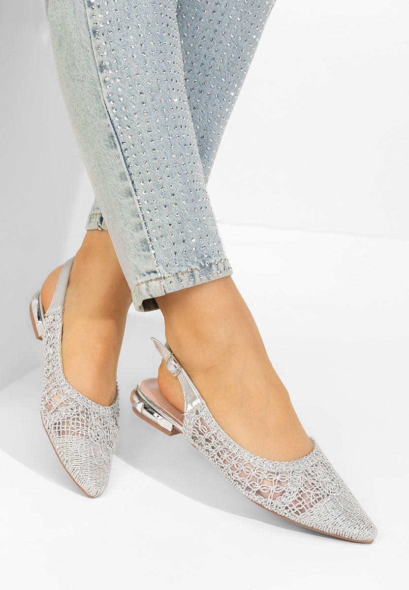 Srebrne baleriny damskie Kapia