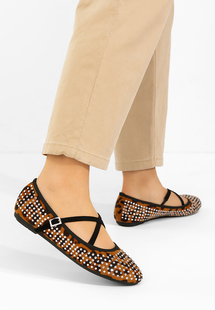 Panterkowe baleriny z paskiem Karemy