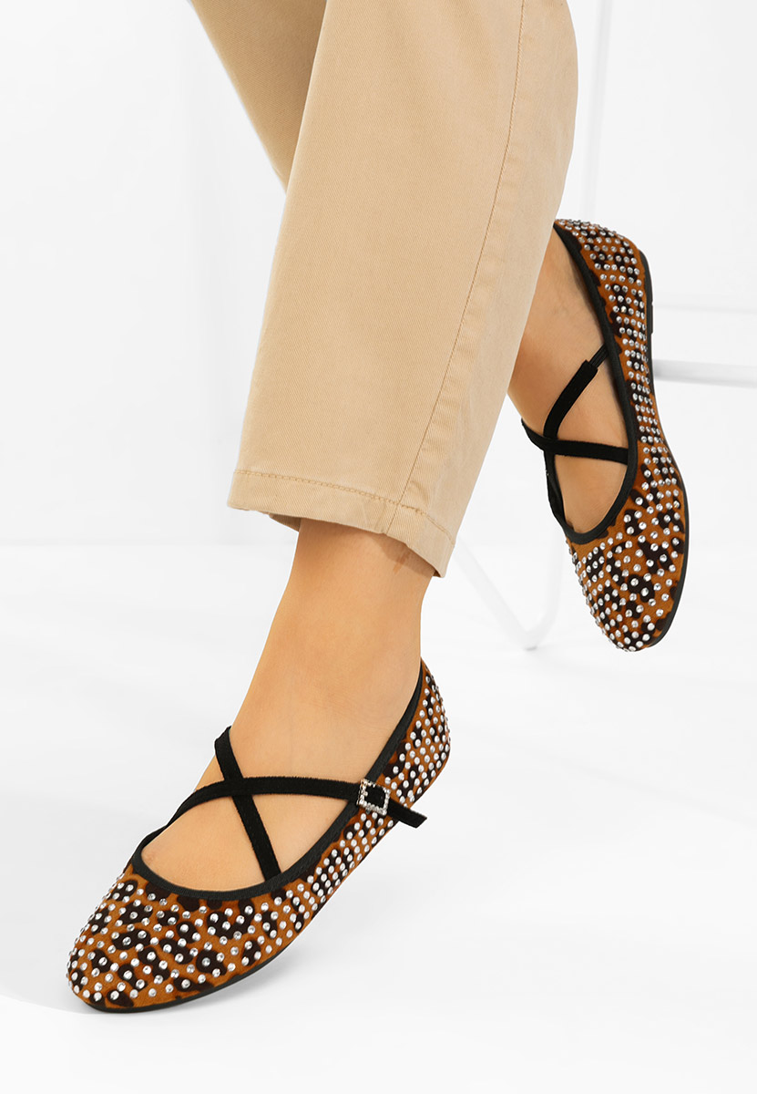 Panterkowe baleriny z paskiem Karemy