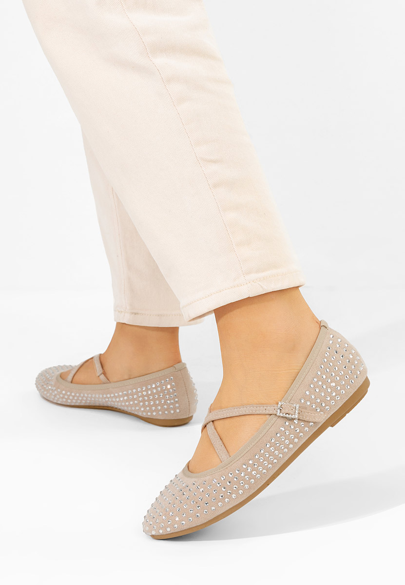 Beżowe baleriny z paskiem Karemy