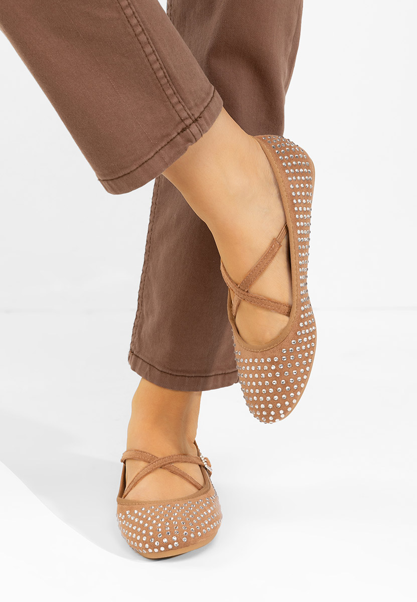 Khaki baleriny z paskiem Karemy