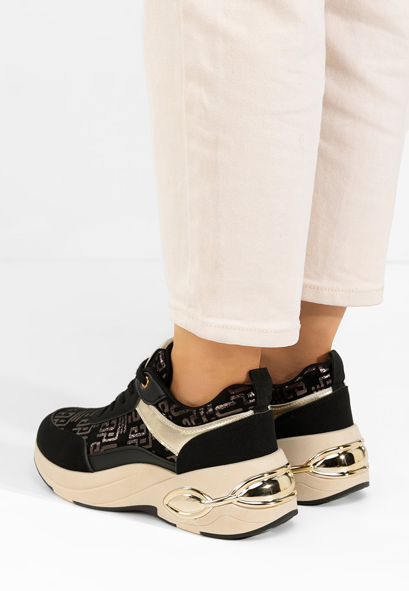 Czarne sneakersy na koturnie Nezela