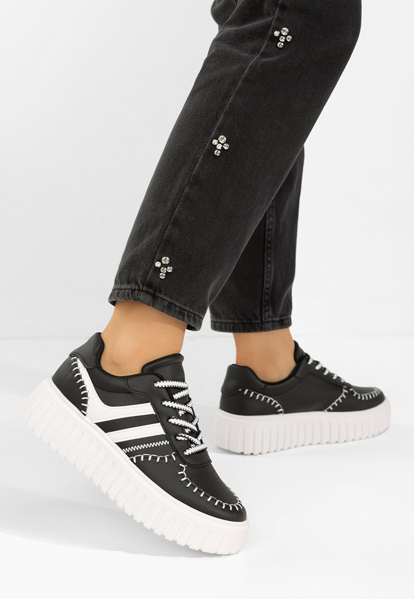 Czarne sneakersy na koturnie Brandie