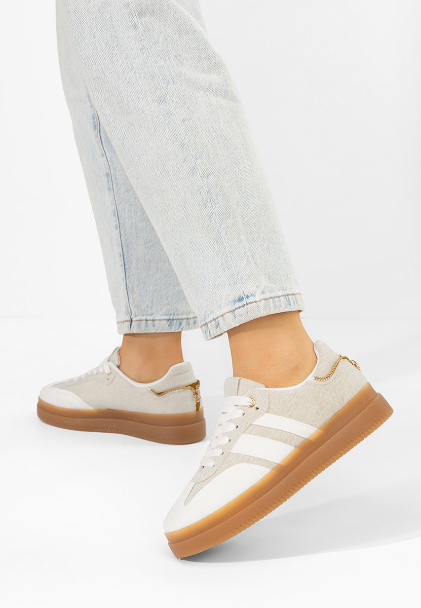 Beżowe sneakersy damskie Deenia