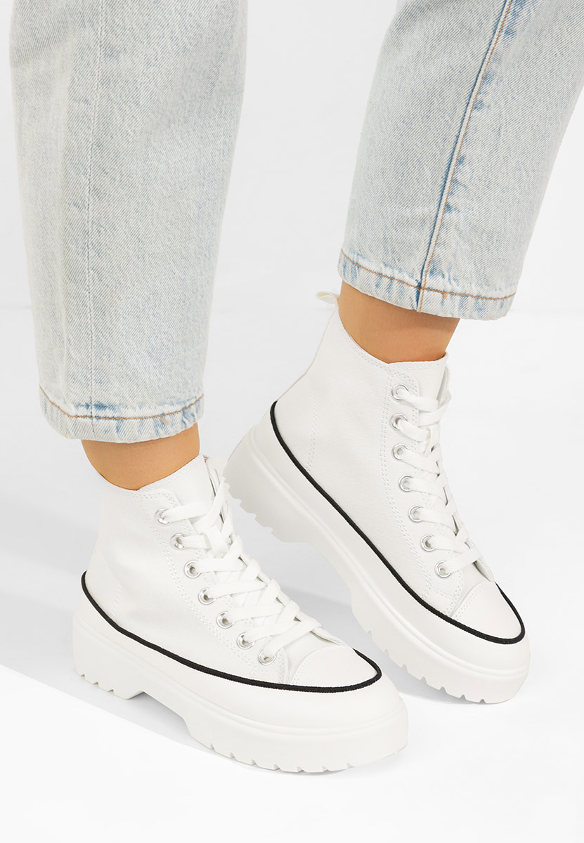 Białe trampki wysokie damskie Fiorela