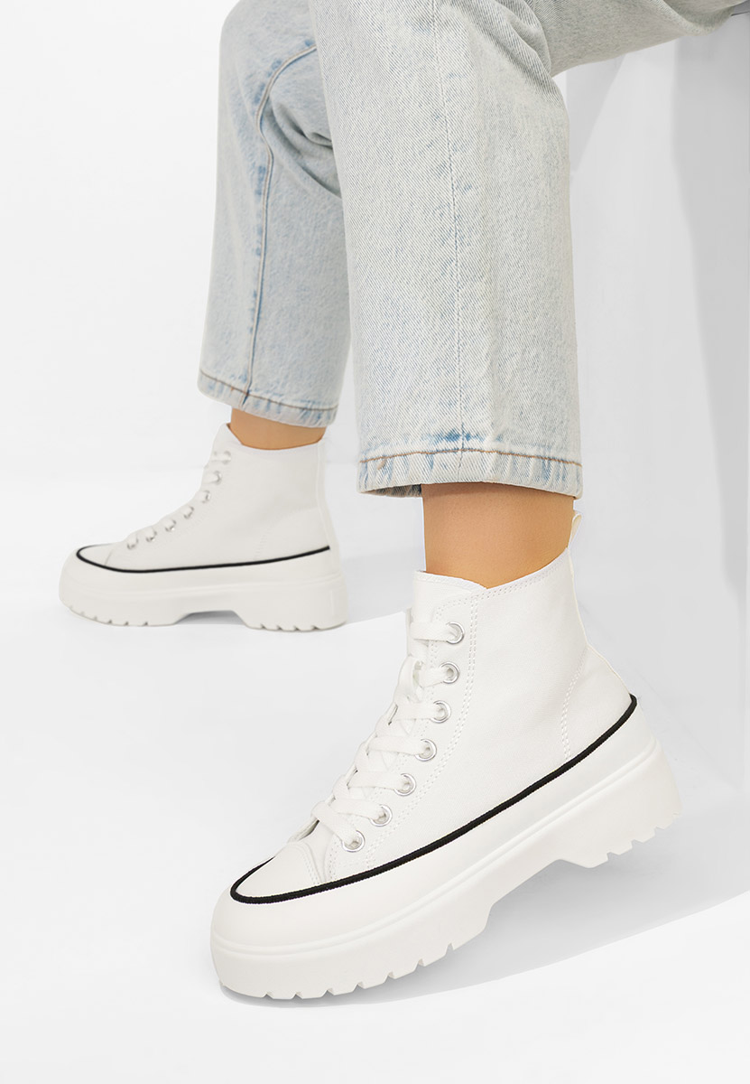 Białe trampki wysokie damskie Fiorela