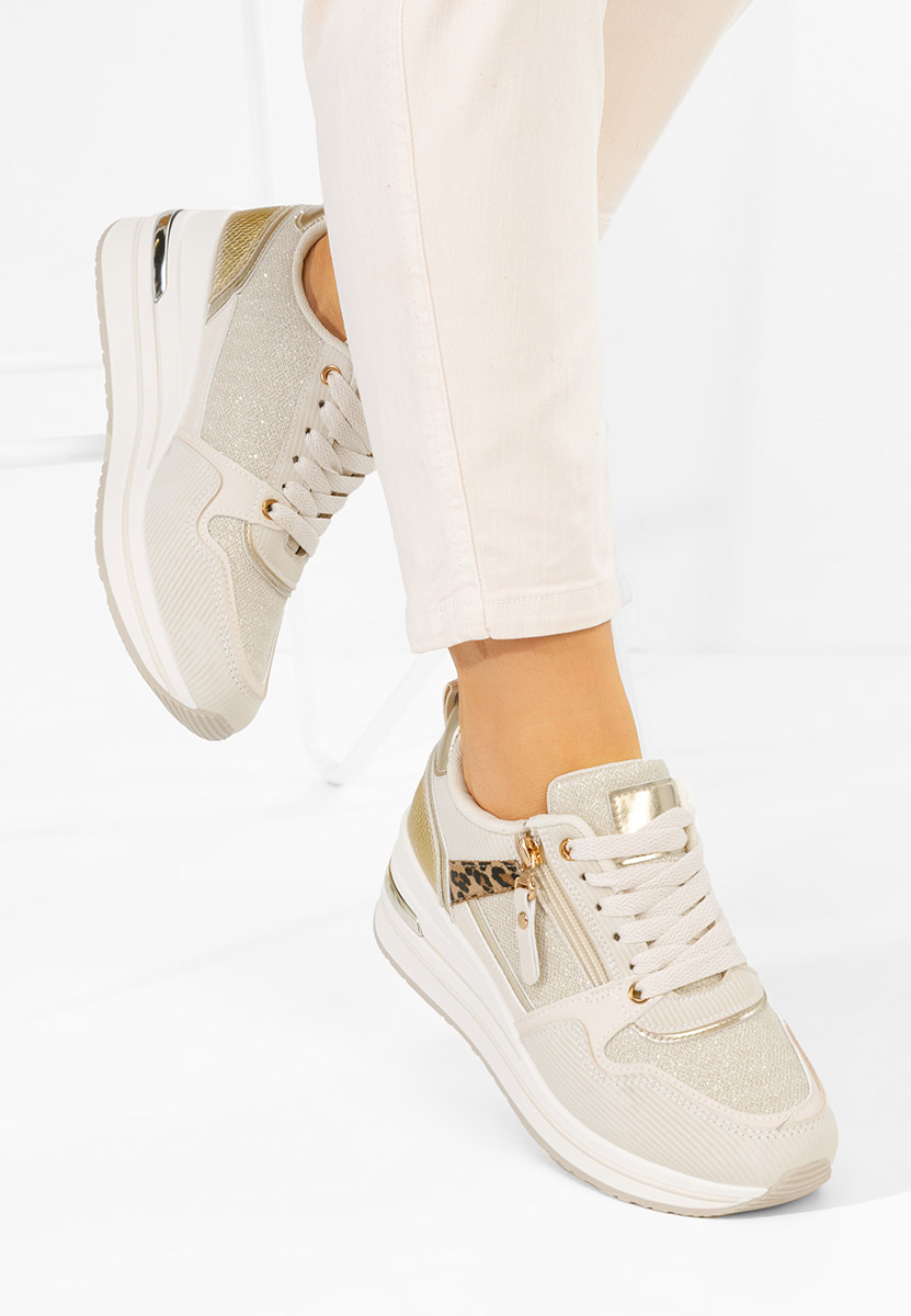 Beżowe sneakersy na koturnie Snuvira