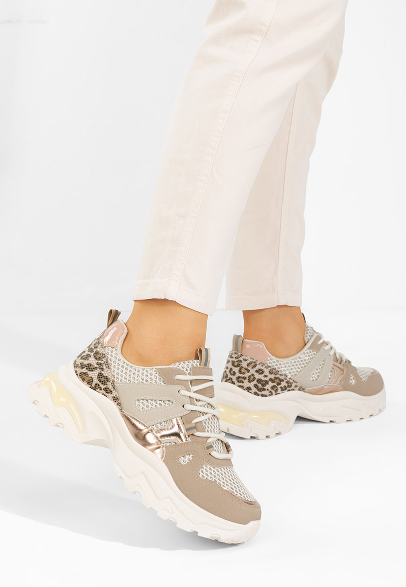 Beżowe sneakersy na platformie Kiria