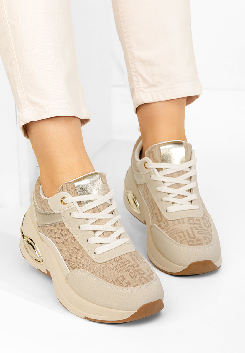 Beżowe sneakersy na koturnie Nezela