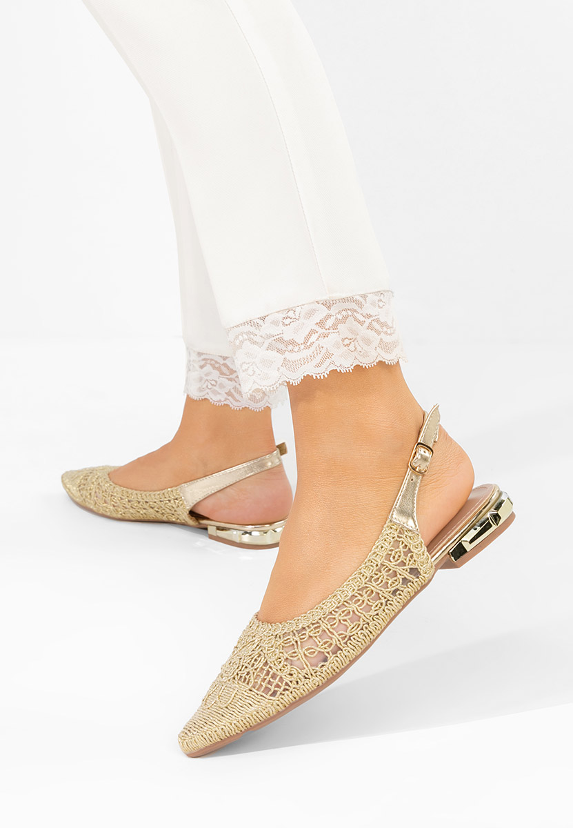 Złote baleriny damskie Kapia