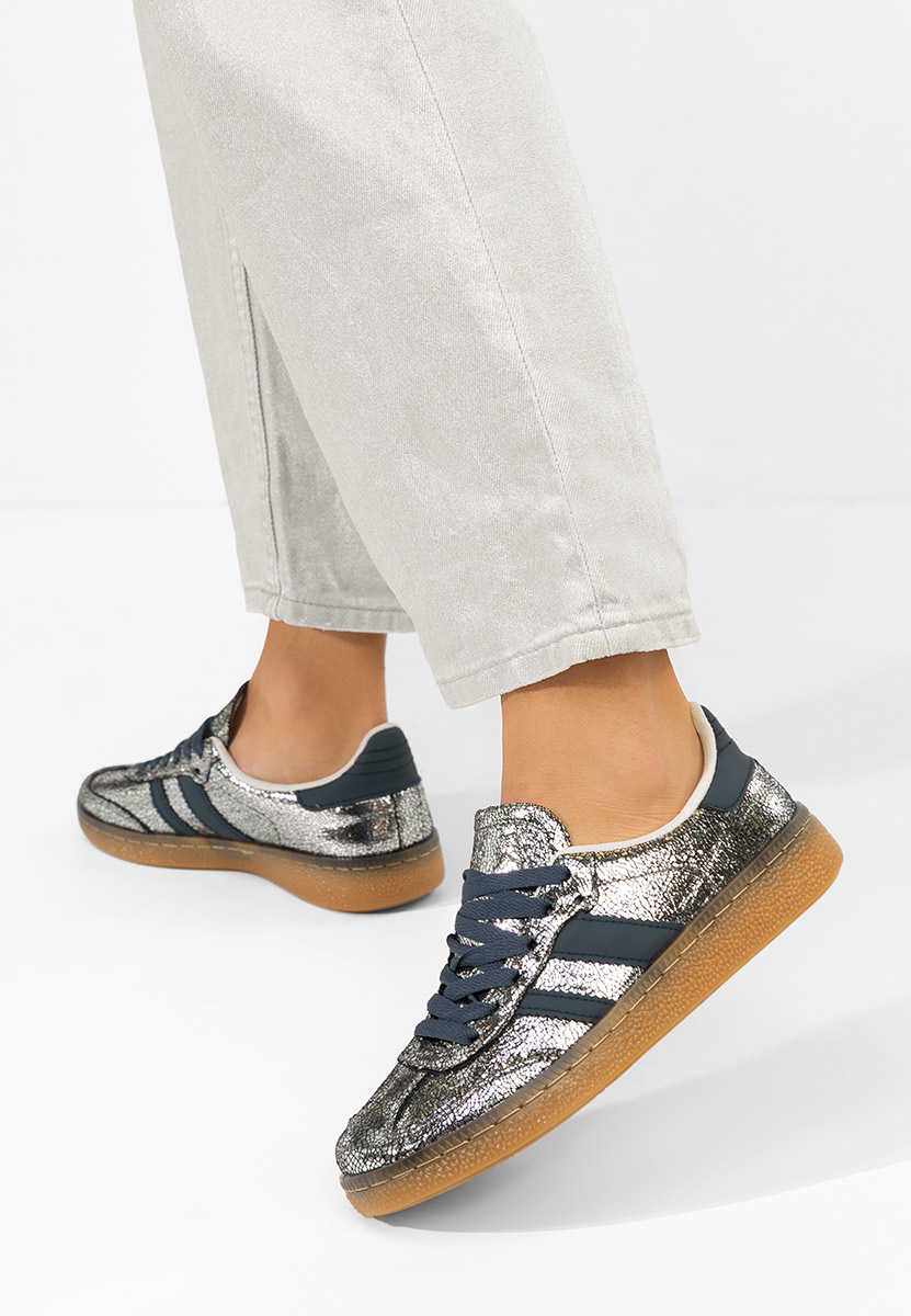 Srebrne sneakersy damskie Azurea