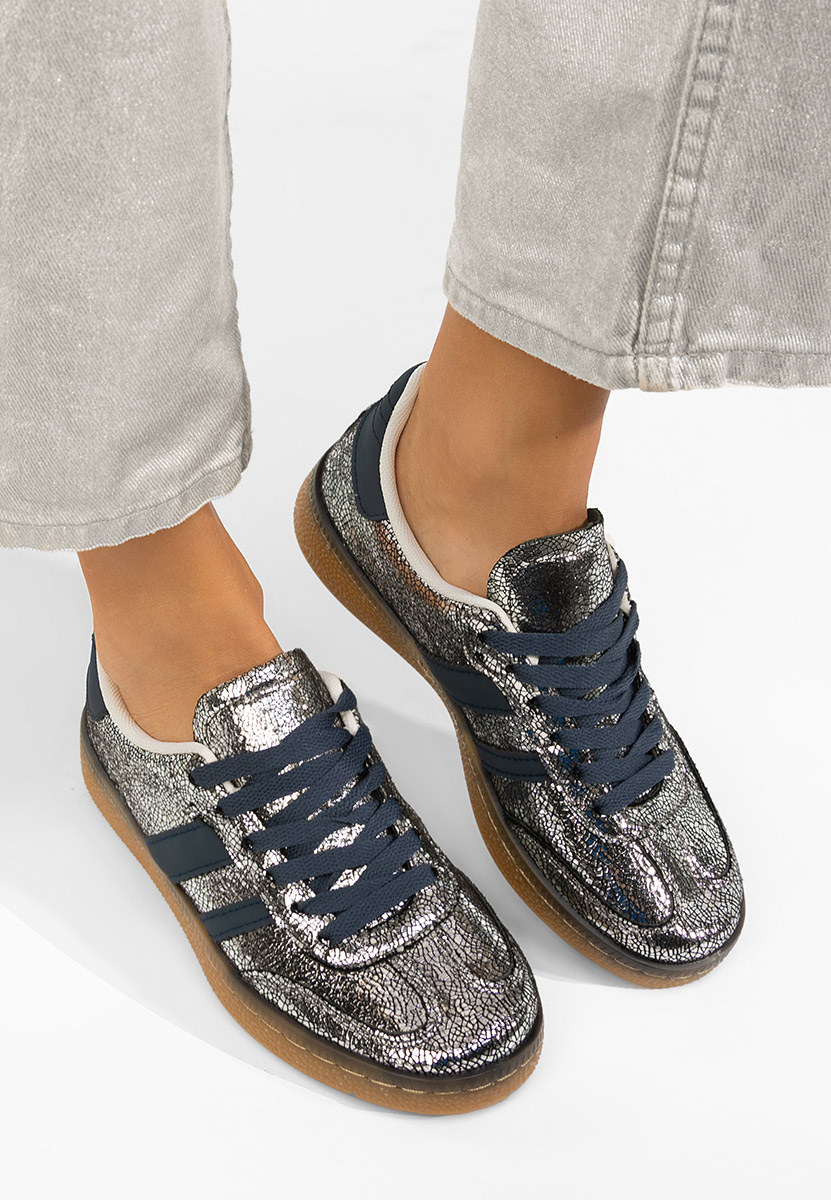 Srebrne sneakersy damskie Azurea
