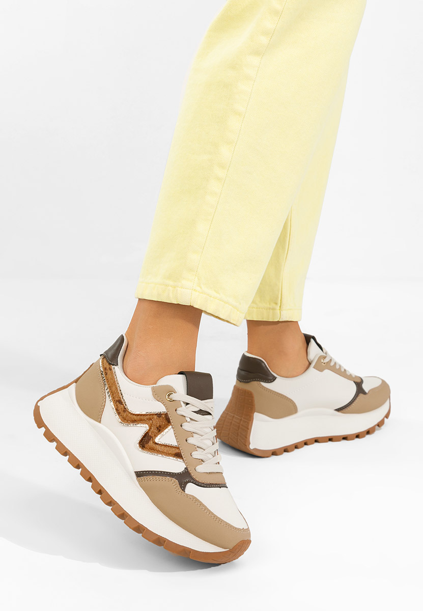 Khaki sneakersy na platformie Catrinela