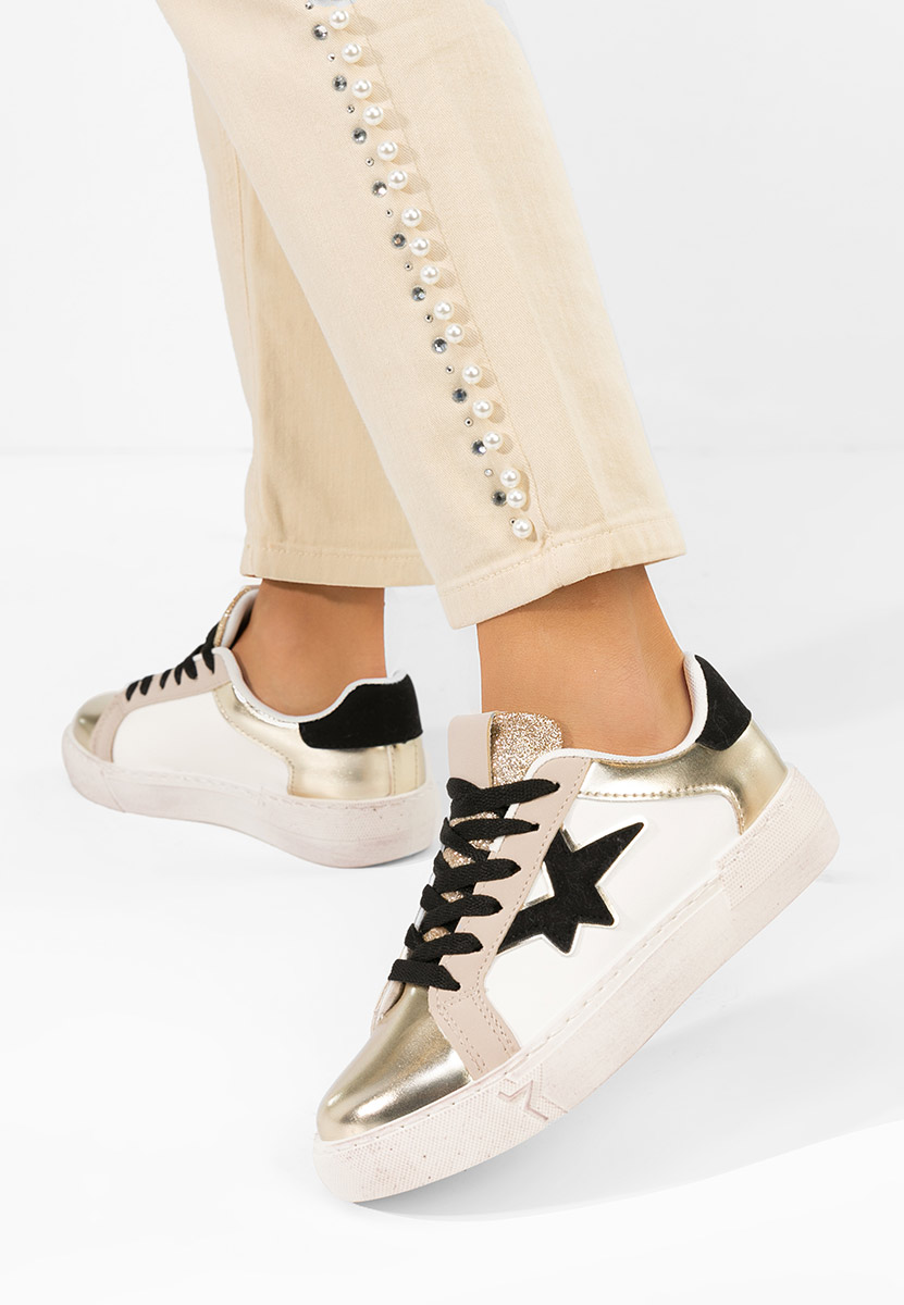 Złote sneakersy damskie Steliana