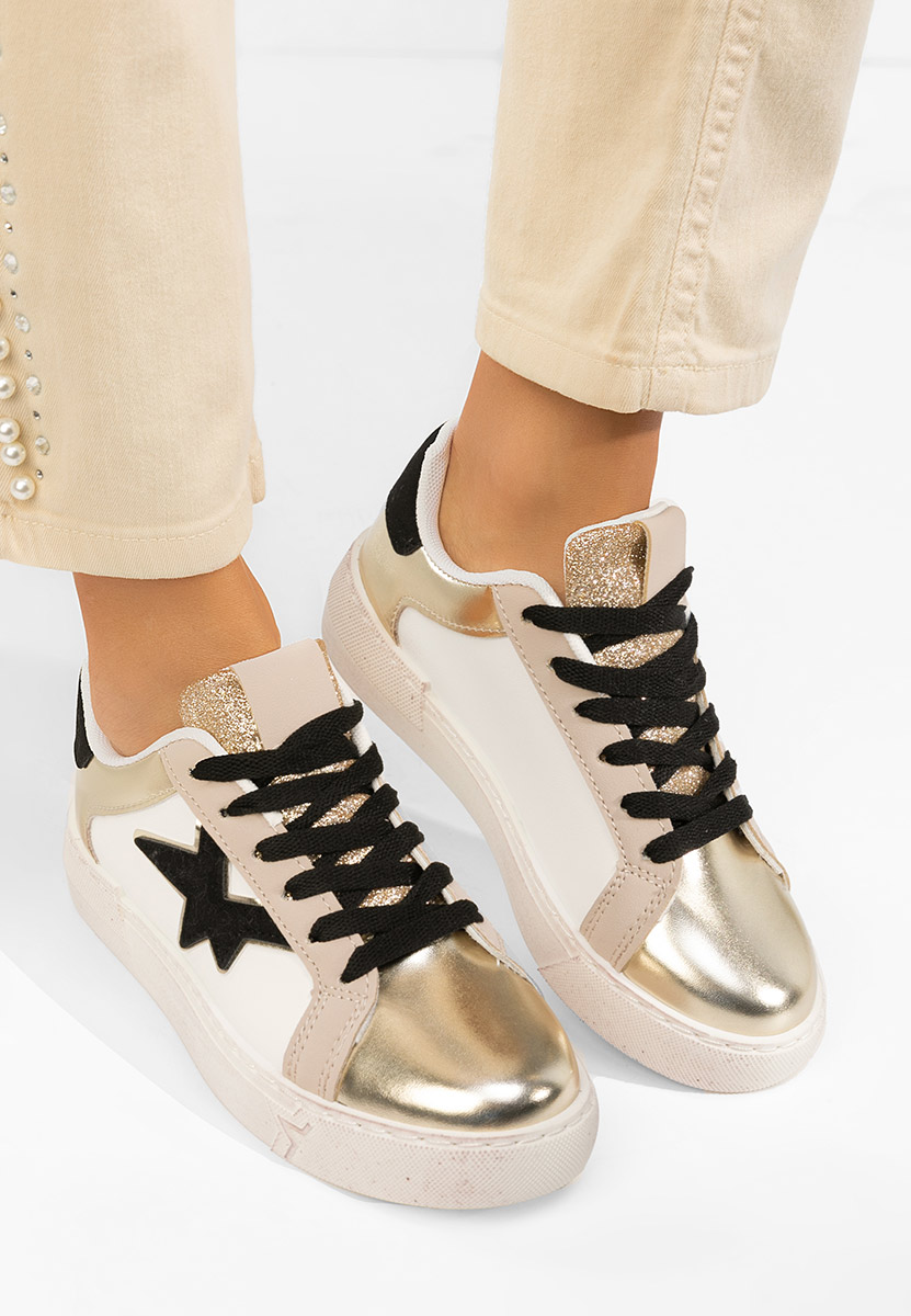 Złote sneakersy damskie Steliana