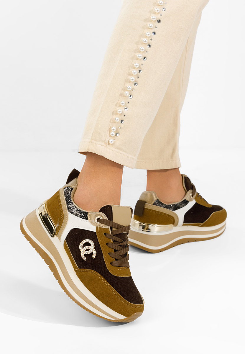 Brązowe sneakersy na platformie Liliza