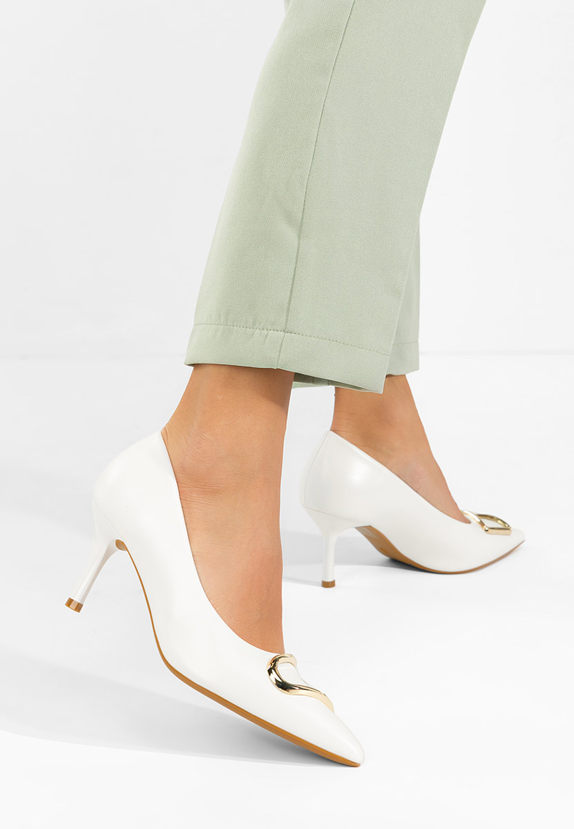 Białe czółenka na szpilce Cecinia