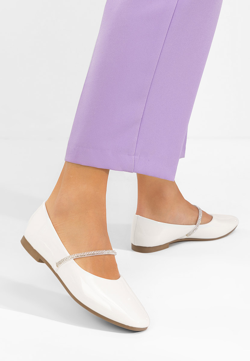 Białe baleriny z paskiem Elissea