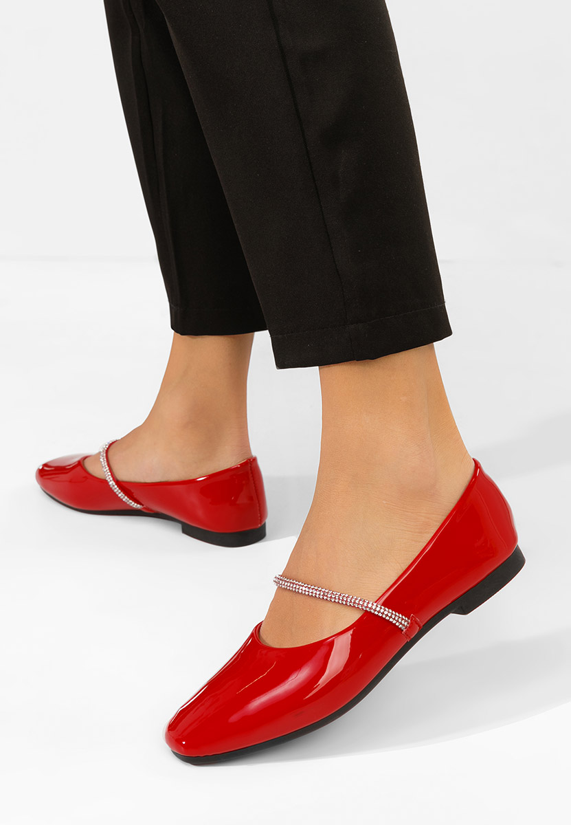 Czerwone baleriny z paskiem Elissea