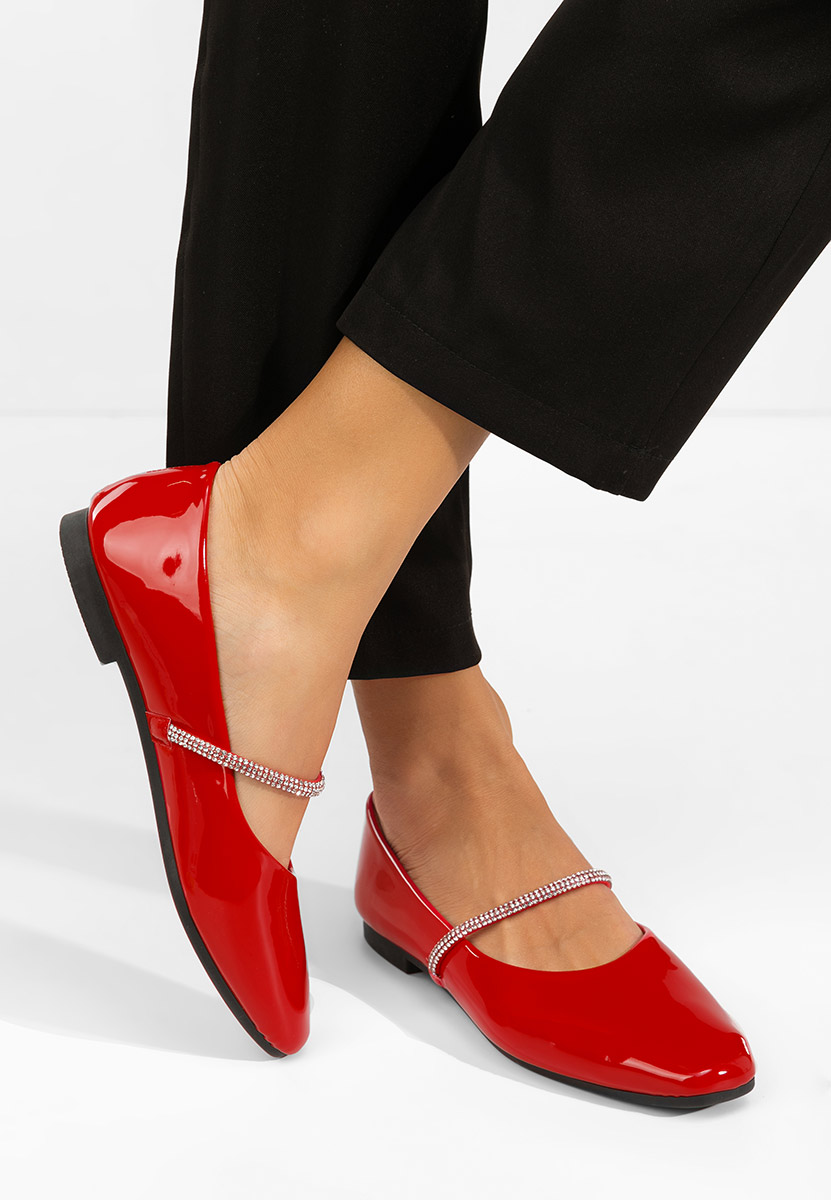 Czerwone baleriny z paskiem Elissea