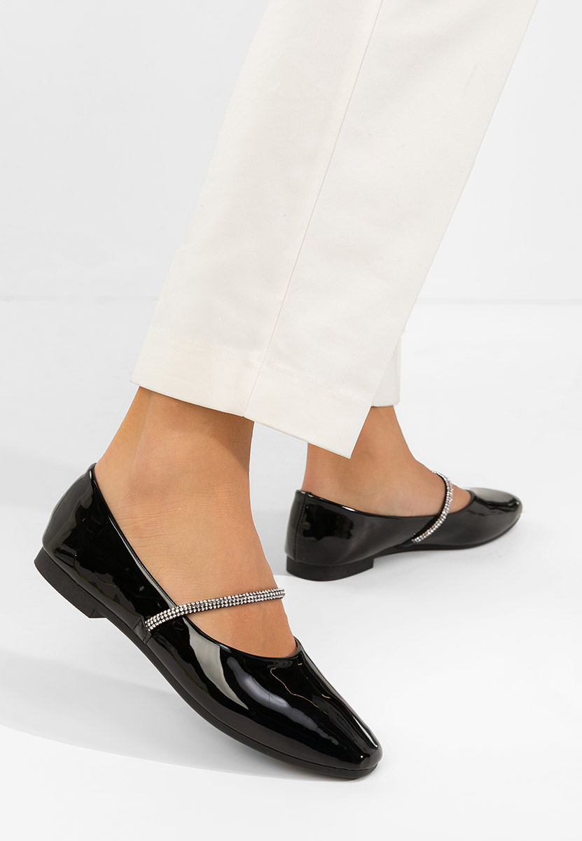 Czarne baleriny z paskiem Elissea
